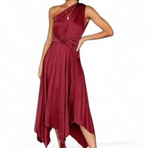 Elegant One-Shoulder Burgundy Dress